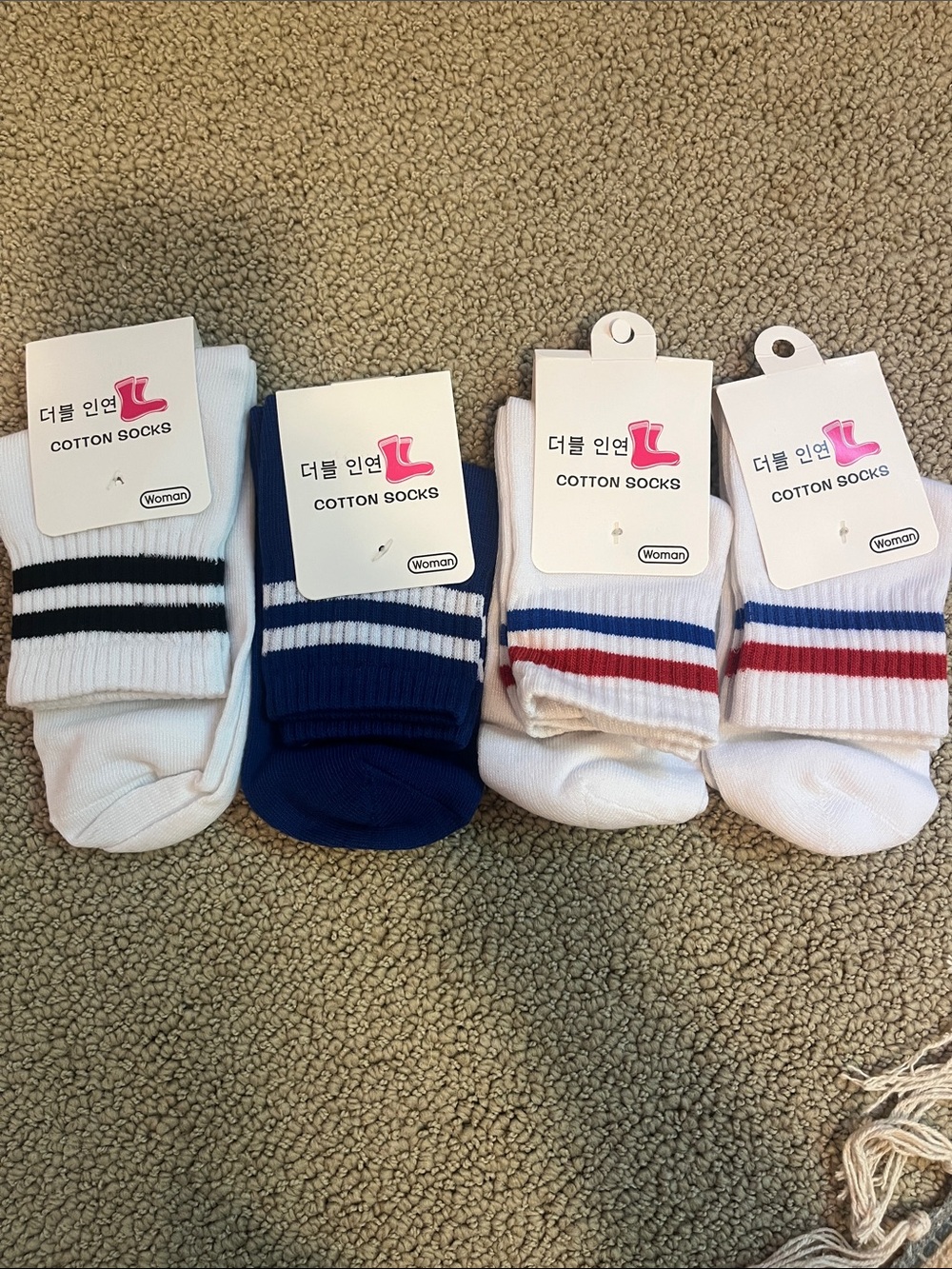 2inch crew socks - 4 pair